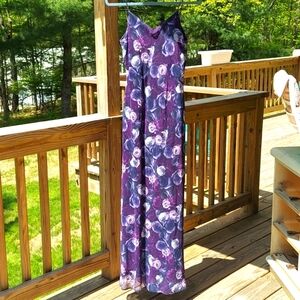 NIKI by Niki Lavis Purple Floral Semi Sheer Long Evening Dress Sz 8